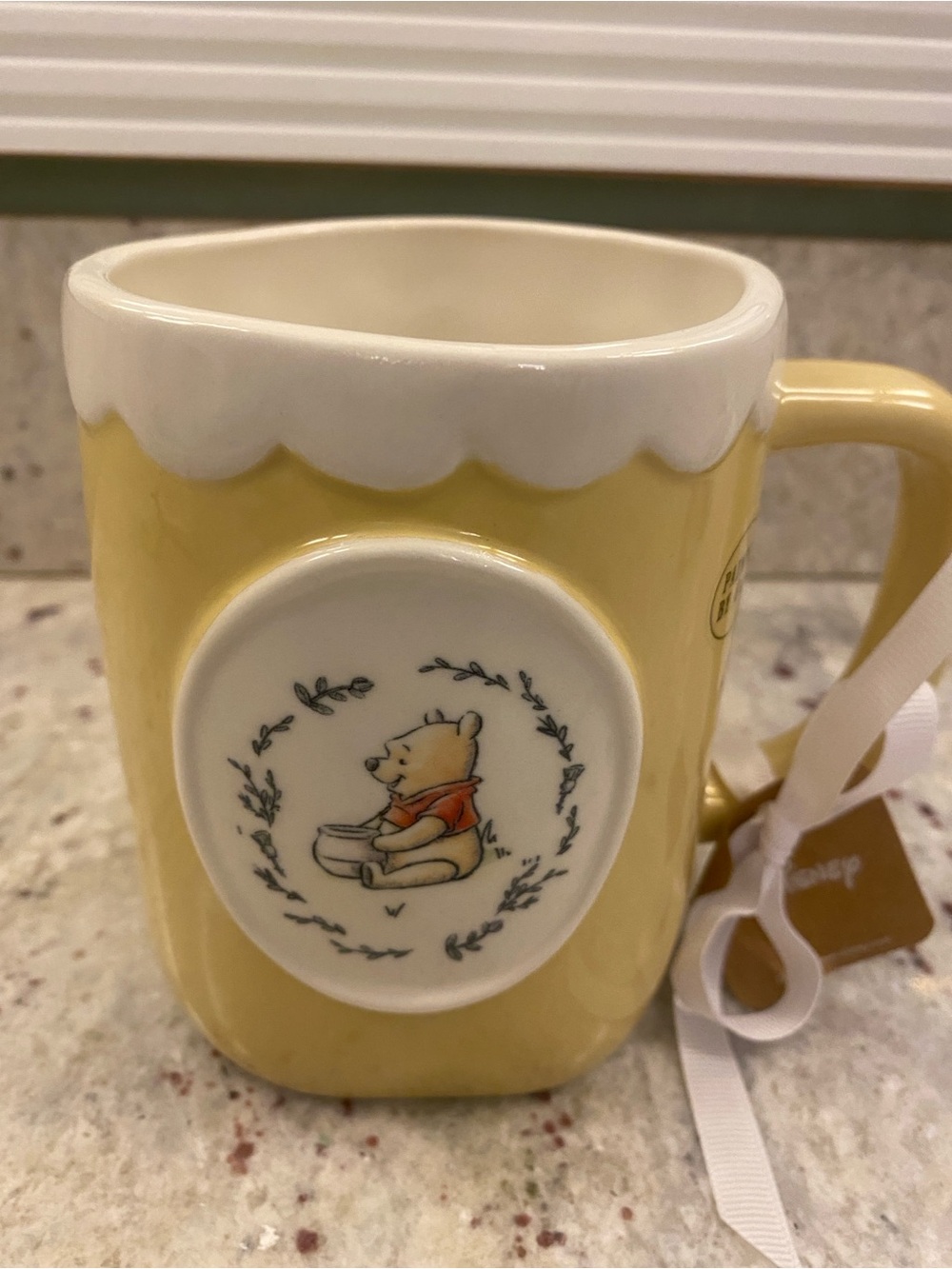 Rae Dunn Disney Winnie the Pooh Yellow and White Ceramic Mug NWT - Picture 2 of 6